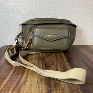 Michael Kors Olive Crossbody Bag with Gold Accents